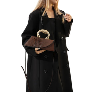 WIGUYUN Women Patent Leather Alligator Purse Crocodile Evening Handbag Clutch Bag Shoulder Cross Body Envelope Bag,Brown