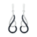 Load image into Gallery viewer, Treated Black Diamond and Diamond Swirl Drop Earrings 1/5ctw
