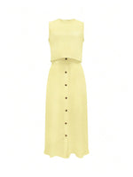 Load image into Gallery viewer, SOLY HUX Women's 2 Piece Skirt Sets Sleeveless Tank Tops and Button Front Skirt Summer Vacation Outfits Plain Yellow Medium
