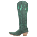 Load image into Gallery viewer, Dingo Womens Thunder Road Embroidered Snip Toe Casual Boots Knee High Mid Heel 2-3" - Green - Size 9 M
