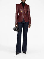 Load image into Gallery viewer, SID Genuine Lambskin Leather Burgundy Women’s Single Button Blazer with Full Sleeves Suit Style for Office Wear Medium
