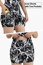 Load image into Gallery viewer, FREEYE Golf Dress with Shorts Underneath, Tennis Dresses with Pocktets Exercise Athletic Sport Tank Dress Top Running Hiking Summer Casual Tank T-Shirts Dresses Black and White Tie-Dye M
