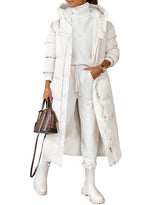 Load image into Gallery viewer, Grlasen Women Long Quilted Coat Winter Hooded Long Sleeve Button Down Puffer Padded Jacket
