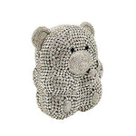 Load image into Gallery viewer, Boutique De FGG Bear Evening Bags and clutches for Women Formal Crystal Clutch Purse Party Animal Rhinestone Handbags,Mini,Silver
