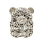 Load image into Gallery viewer, Boutique De FGG Bear Evening Bags and clutches for Women Formal Crystal Clutch Purse Party Animal Rhinestone Handbags,Mini,Silver
