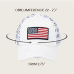 Load image into Gallery viewer, C.C Women's Criss-Cross Ponytail Baseball Cap – Embroidered Cotton Front, American Flag Mesh Back, Adjustable Velcro (US, Alpha, One Size, Flag-White)
