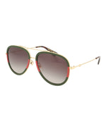 Load image into Gallery viewer, Gucci Pilot Urban Web Block Aviator Sunglasses, Gold/Green, One Size
