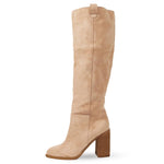 Load image into Gallery viewer, Erocalli Suede Knee-High Boots Fall Boot For Women Chunky Block High Heel Slouch Fashion Boot Round Toe Side Zipper
