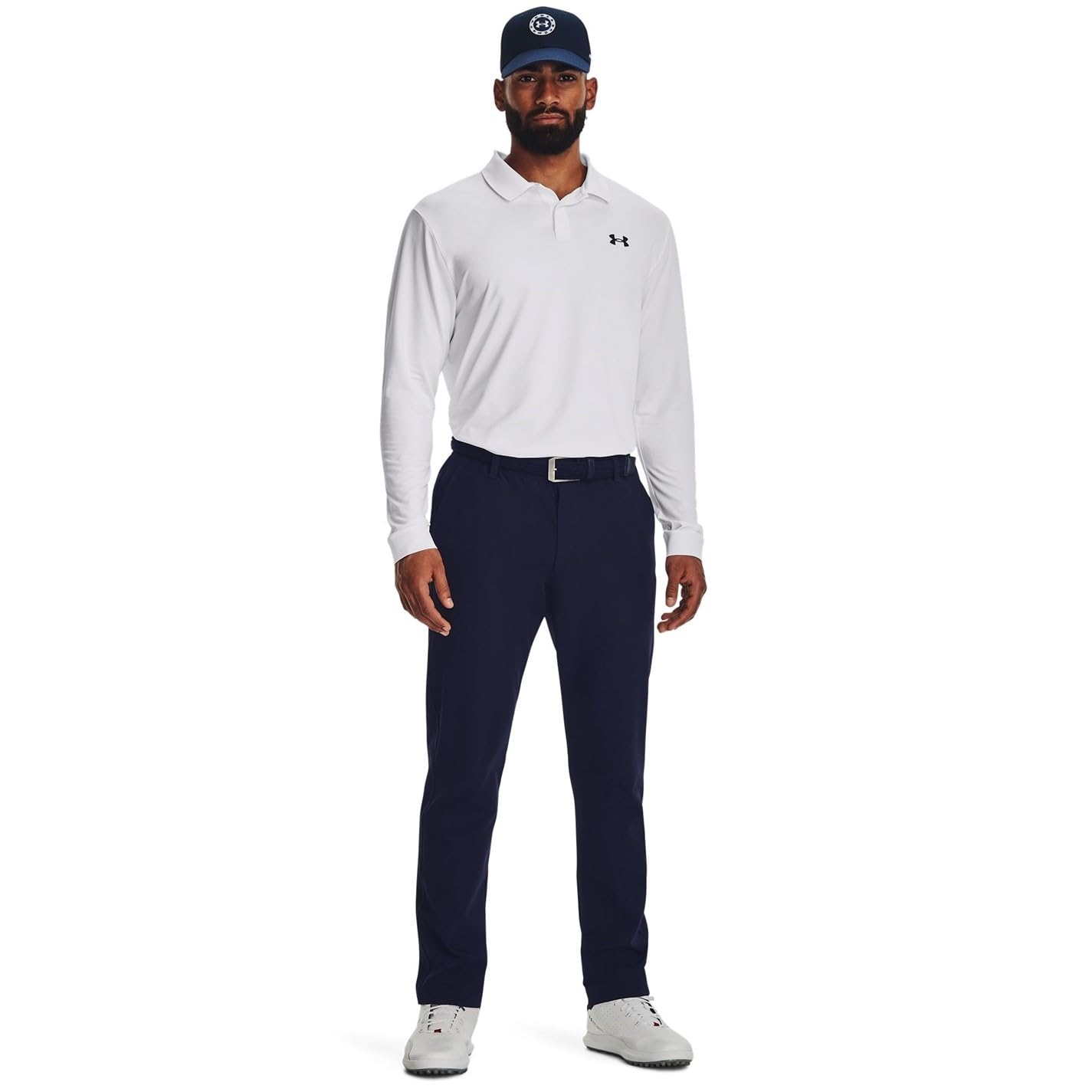 Under Armour Mens Performance Polo 3.0 Long Sleeve, (100) White / / Pitch Gray, X-Large