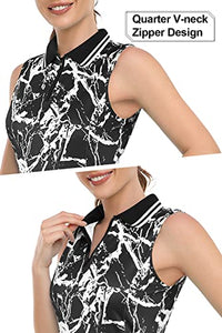 FREEYE Golf Dress with Shorts Underneath, Tennis Dresses with Pocktets Exercise Athletic Sport Tank Dress Top Running Hiking Summer Casual Tank T-Shirts Dresses Black and White Tie-Dye M