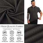 Load image into Gallery viewer, Collared Muscle Polo Shirts Men Slim Fit Textured Knit Polo Shirts Short Sleeve Button Down Shirts Casual Stylish Black
