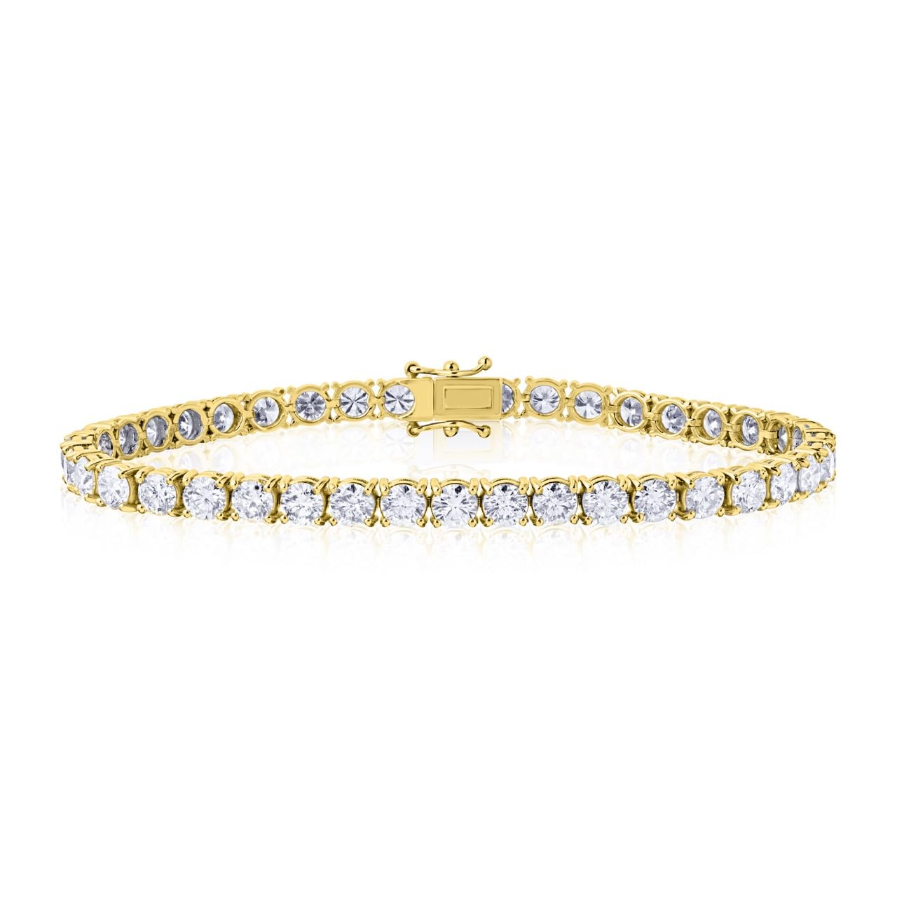 The Diamond Channel CERTIFIED 14 Karat Solid Gold LAB GROWN Diamond Tennis Bracelet. Push Safety Lock, 7 Inch Length (E-F Color, VS1-VS2 Clarity) (yellow-gold, 1 cttw)