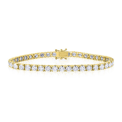 The Diamond Channel CERTIFIED 14 Karat Solid Gold LAB GROWN Diamond Tennis Bracelet. Push Safety Lock, 7 Inch Length (E-F Color, VS1-VS2 Clarity) (yellow-gold, 1 cttw)