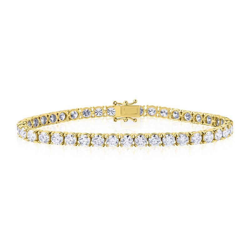 The Diamond Channel CERTIFIED 14 Karat Solid Gold LAB GROWN Diamond Tennis Bracelet. Push Safety Lock, 7 Inch Length (E-F Color, VS1-VS2 Clarity) (yellow-gold, 1 cttw)