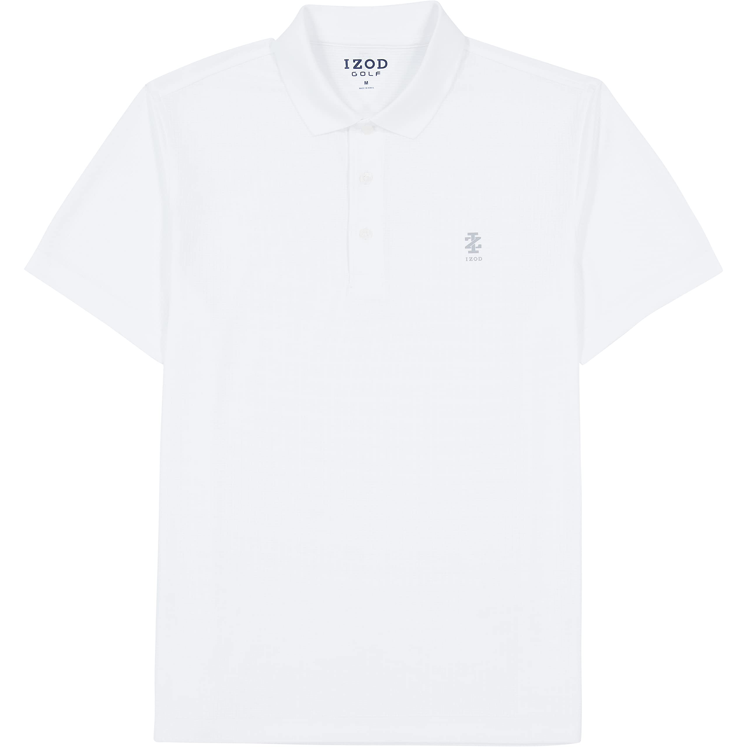 IZOD Men's Performance Golf Grid Short Sleeve Stretch Polo Shirt, White, X-Large