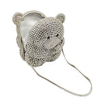 Load image into Gallery viewer, Boutique De FGG Bear Evening Bags and clutches for Women Formal Crystal Clutch Purse Party Animal Rhinestone Handbags,Mini,Silver
