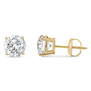 0.20-2.00 cttw Certified NATURAL Diamond Stud Earrings for Women 14 Karat Gold Earrings 4 Prong Setting with Screw Back Studs Fine Jewelry (white-gold, 0.20 cttw)