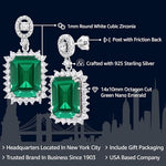 Load image into Gallery viewer, Gem Stone King 13.60 Cttw Green Nano Emerald Dangle Earrings For Women | 925 Sterling Silver | Gemstone May Birthstone | Emerald Cut 14X10MM | Fine Jewelry Gifts for Her Mom Women Wife
