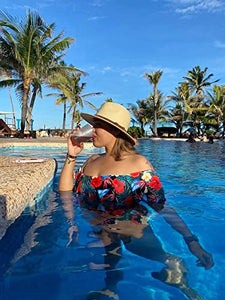 FURTALK Womens Mens Wide Brim Straw Panama Hat Fedora Summer Beach Sun Hat UPF Straw Hat for Women