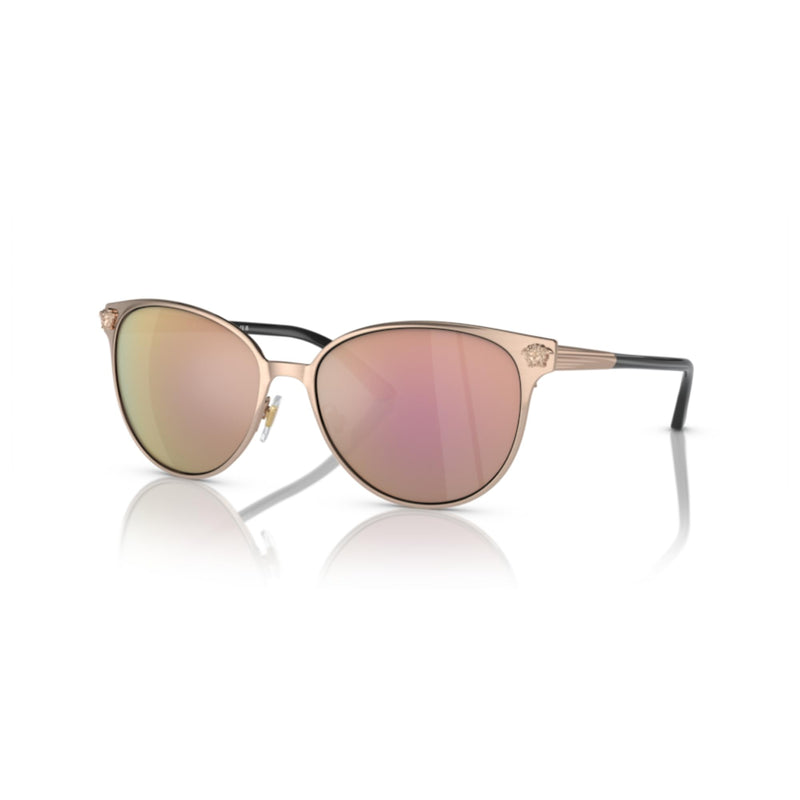 Versace VE2168 14095R 57MM Pink Gold/Dark Grey Mirror Pink Sunglasses for Women +Bundle with Accessory Eyewear Kit