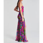 Load image into Gallery viewer, Women Tube Top Dress Tiger Stripe Mesh Patchwork Maxi Dress Strapless Sexy High Slit Long Dresses Party Clubwear (Purple,S)
