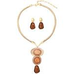 Load image into Gallery viewer, Mycitta Chunky Statement Y Necklace Earrings Set Gold Champagne Geometric Jewelry Set Women Wedding bridal Aesthetic Resin Bib Necklace Fashion Jewelry Party Prom Gift
