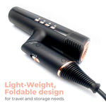 Load image into Gallery viewer, Skin Research Institute DryQ “Smart” Hair Dryer - Super Lightweight, Foldable - Powerful, Quiet Motor - Infrared and Ionic Technology - 3 Magnetic Attachments - Heat Control with Locking Switch
