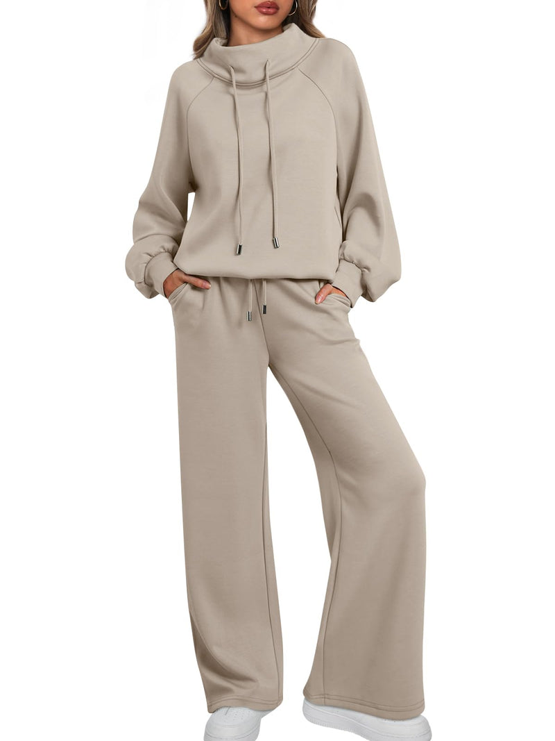 AUTOMET Lounge Sets for Women Sweatsuits 2 Piece Fall Fashion Outfits 2025 Sweatshirt Wide Leg Sweatpants Tracksuit CoffeeGrey M