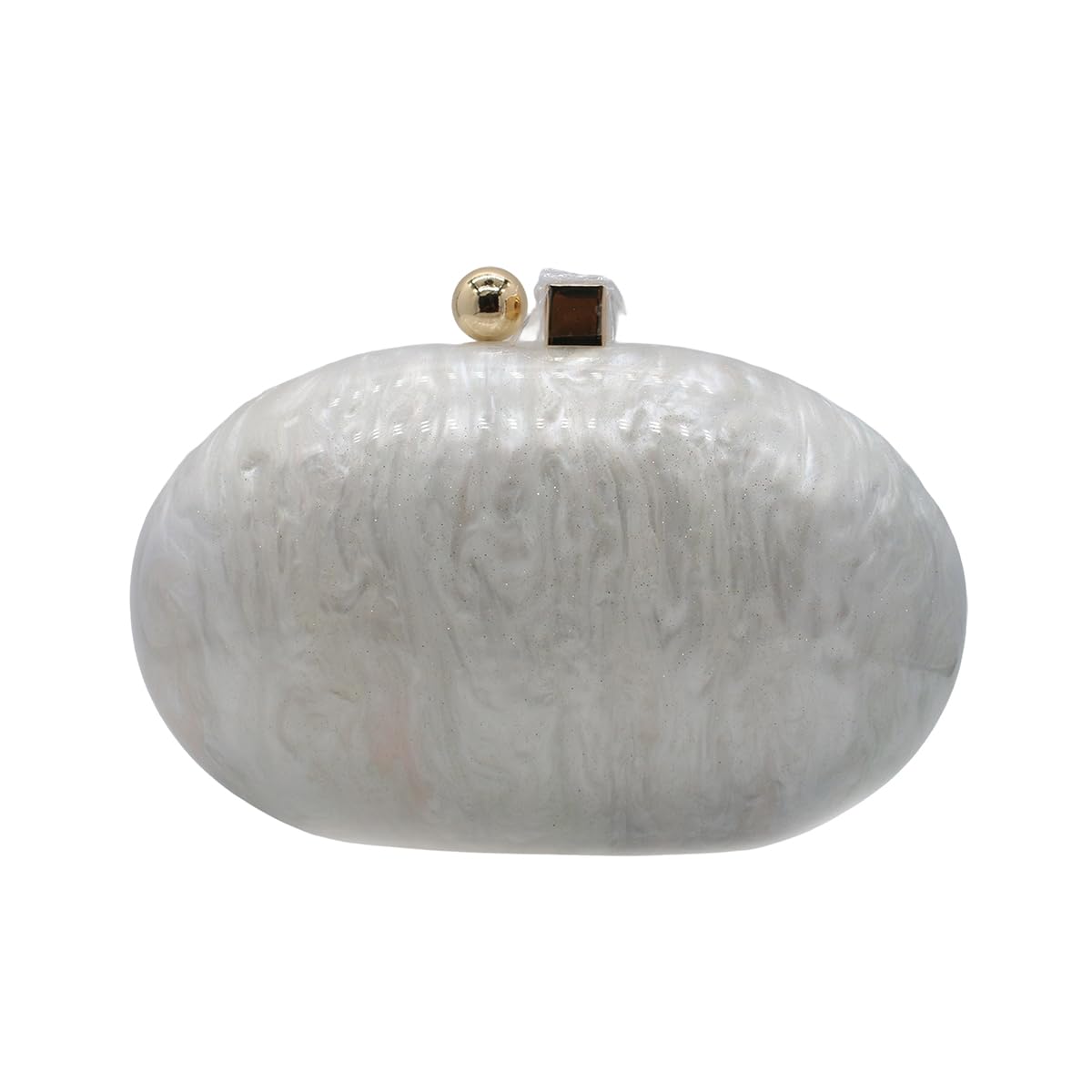 GSYPS Acrylic Evening Clutch Bag for Women Shell Shape Shoulder Crossbody Bag Glitter Marble Purse Handbag Pearl White