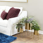 Load image into Gallery viewer, Deco 79 Metal Indoor Outdoor Planter Large Planter Pot with Removable Stand, Set of 3 Planters 18&quot;, 14&quot;, 12&quot;H, Gold
