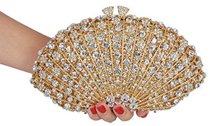 Mossmon Crystal Clutch Women Luxury Rhinestone Evening Bag (Gold)