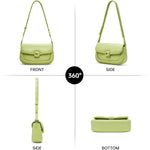 Load image into Gallery viewer, LA FESTIN Leather Shoulder Bag for Women - Adjustable Strap Crossbody Satchel Handbags with Buckle Closure (Matcha Green)
