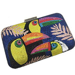 Load image into Gallery viewer, Boutique De FGG Toucan Bird Crystal Clutch Purses for Women Evening Minaudiere Handbags Party Rhinestone Clutch Bag,Mini,Navy Blue
