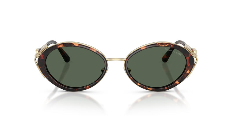 Michael Kors Womens MK1179 Key West Oval Sunglasses, Luggage Tortoise/G15 Green Monochromatic, 53 mm