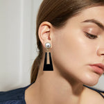 Load image into Gallery viewer, Black Dangle Earrings for Women Gold Sparkly Geometric Drop Statement Fashion Jewelry
