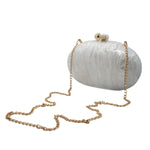 Load image into Gallery viewer, GSYPS Acrylic Evening Clutch Bag for Women Shell Shape Shoulder Crossbody Bag Glitter Marble Purse Handbag Pearl White
