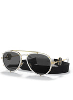 Load image into Gallery viewer, Versace VE 2232 147187 White Metal Aviator Sunglasses Grey Lens
