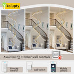 Load image into Gallery viewer, ykolupty H150 Spiral Chandelier Lighting Modern Gold Chandelier Light Fixture for Foyer Hallway Crystal Chandeliers for High Ceilings Suitable for Sloping Ceiling 2700-6000k Dimmable

