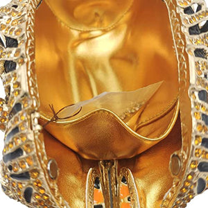 Boutique De FGG Tiger Rhinestone Clutch Purse for Women Formal Evening Bag Sparkly Bridal Wedding Crystal Clutch Bag,Mini,Gold