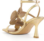 Load image into Gallery viewer, LACIKOSZ Gold Sandals Women Strappy High Heels Dress Sandals Women Flower Heels Sexy Gold Shoes
