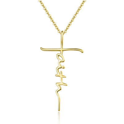 PRAYMOS Gold Faith Cross Necklace for Women Sterling Silver Dainty Necklace Christian Religious Confirmation Jewelry Gifts for Women …