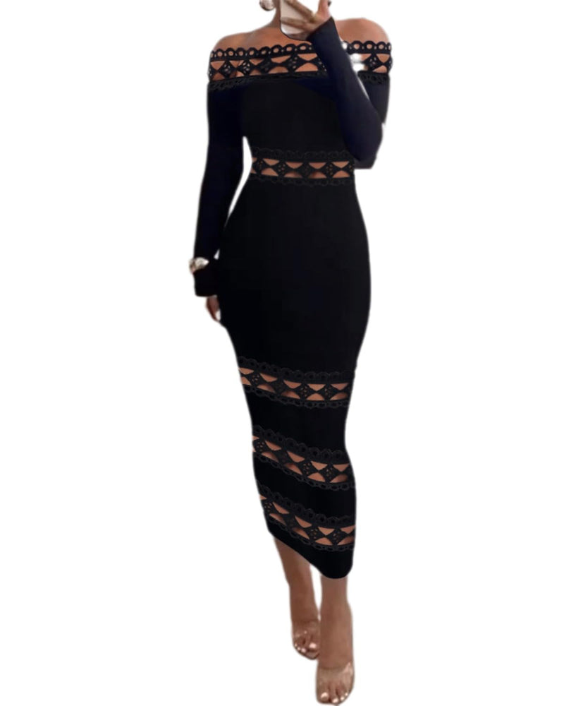 Women's Summer Casual One Shoulder Lace Long Sleeve Dresses Women's Party Cocktail Beach Vacation Women's Dresses (1,Medium)