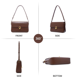 LAFESTIN Split Leather Shoulder Bags For Women with Adjustable Strap, Trendy Crossbody Purses For Women, Designer Inspire Handbags, Caramel Brown