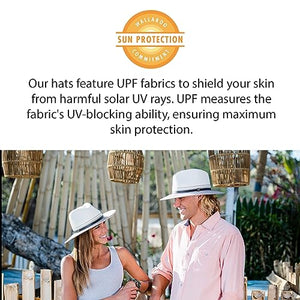 Wallaroo Hat Company Women’s Petite Kristy Fedora – UPF 50+ Sun Protection, Wide Brim, Packable Design, Adjustable Sizing for Smaller Crown Sizes – Sun-Safe Hat for Travel and Everyday (Ivory/Blue)