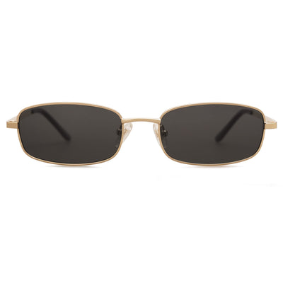 SOJOS Small Y2k Narrow Rectangle Sunglasses Womens Mens Retro 80s 90s Skinny Sunnies SJ1187, Gold/Grey