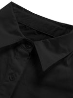 Load image into Gallery viewer, LYANER Women's Casual Shirt Dress Collar V Neck Button Down Loose Long Sleeve Mini Dresses Solid Black Small
