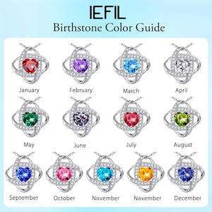 Iefil April Birthstone, Necklace for Women, Sterling Silver, Simulated Diamond, Anniversary Birthday Gifts for Wife Girlfriend Mom Women