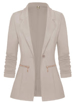 Load image into Gallery viewer, Genhoo Women's Blazer Solid Stretch Long Sleeve One Button Work Casual Blazer Jacket Light Khaki Small
