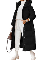 Load image into Gallery viewer, Grlasen Women Long Quilted Coat Winter Hooded Long Sleeve Button Down Puffer Padded Jacket
