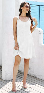 ETCYY Summer Dresses for Women 2025 Vacation Beach Cover Ups Swimsuit Sleeveless Sundresses Casual Loose Tank Sun Dresses,LIU White,X-Large